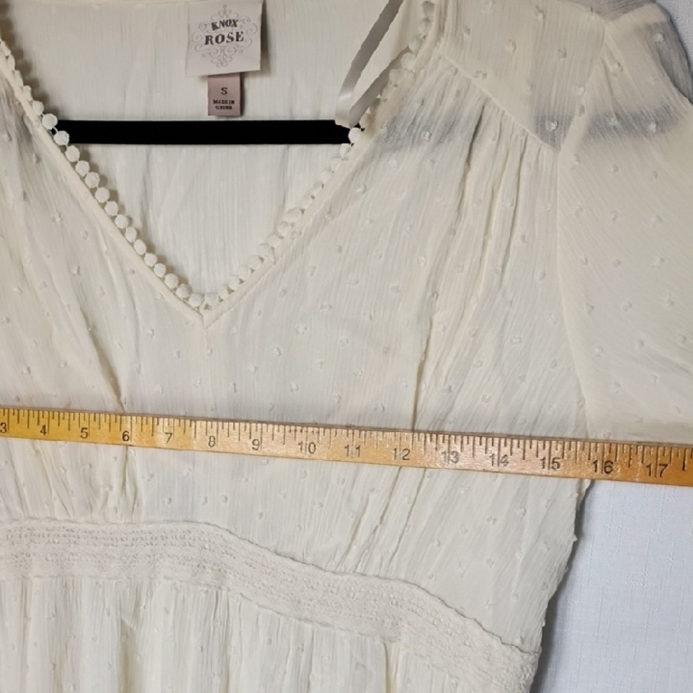 Knox Rose Women's Boho Cream Swiss Dot Maxi Dress Size S - Picture 12 of 15